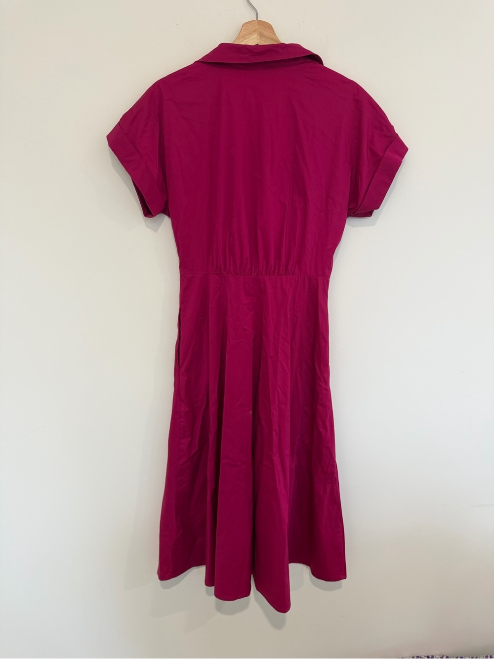Lauren Ralph Lauren Fuchsia Shirtwaist Midi Dress with Tie Waist - Picture 4 of 5